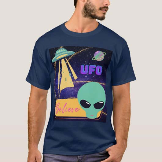 UFO、地球外生命体を信じる Tシャツ (正面)