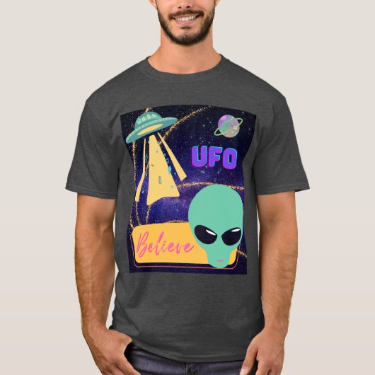 UFO、地球外生命体を信じる Tシャツ (正面)