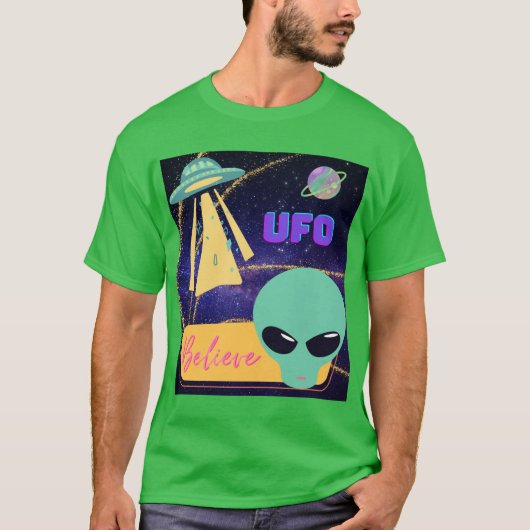 UFO、地球外生命体を信じる Tシャツ (正面)