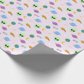 UFO、惑星、星と銀河系シームレスデザイン ラッピングペーパー (角)