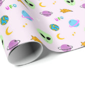 UFO、惑星、星と銀河系シームレスデザイン ラッピングペーパー (ロールコーナー)