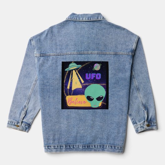 UFO、異星人 信じる デニムジャケット (裏面)
