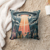 UFO Abduction Night Street Illustration クッション (ブランケット)