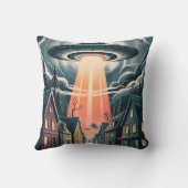 UFO Abduction Night Street Illustration クッション (裏面)