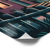 UFO Abduction Night Street Illustration ポスター (コーナー)