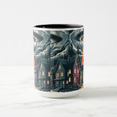 UFO Abduction Night Street Illustration マグカップ (中央)