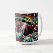 UFO Ai Artと宇宙に浮かぶ宇宙飛行士 コーヒーマグカップ (正面右)