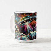 UFO Ai Artと宇宙に浮かぶ宇宙飛行士 コーヒーマグカップ (正面左)