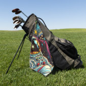 UFO Ai Artと宇宙に浮かぶ宇宙飛行士 ゴルフタオル (グリーン)