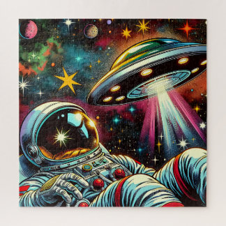 UFO Ai Artと宇宙に浮かぶ宇宙飛行士 ジグソーパズル