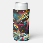 UFO Ai Artと宇宙に浮かぶ宇宙飛行士 スリム缶クーラー (Seltzer裏面)