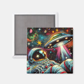 UFO Ai Artと宇宙に浮かぶ宇宙飛行士 マグネット (正面/裏面)