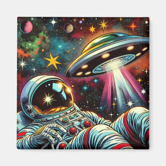 UFO Ai Artと宇宙に浮かぶ宇宙飛行士 マグネット (正面)