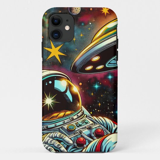 UFO Ai Artと宇宙に浮かぶ宇宙飛行士 Case-Mate iPhoneケース (裏面)