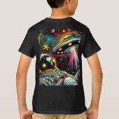 UFO Ai Artと宇宙に浮かぶ宇宙飛行士 Tシャツ (裏面)