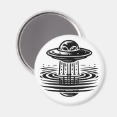 UFO Ai artの白黒エイリアン マグネット (正面/裏面)