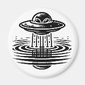 UFO Ai artの白黒エイリアン マグネット (正面)