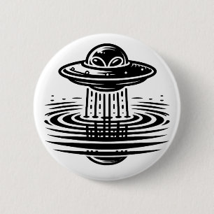 UFO Ai artの白黒エイリアン 缶バッジ