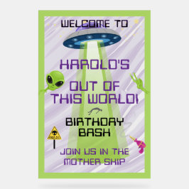UFO Alien Any Age Birthday Welcome アクリルサイン
