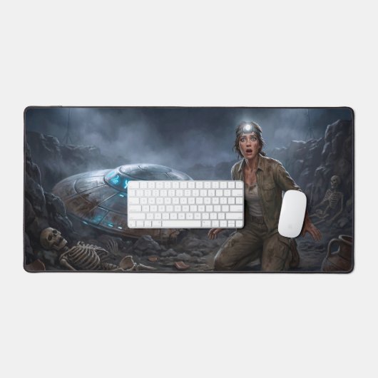 UFO Alien Archeologist Digging Site Paranormal デスクマット (キーボード&マウス)