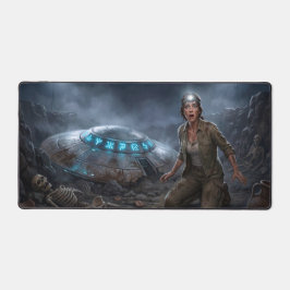UFO Alien Archeologist Digging Site Paranormal デスクマット