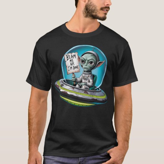 Ufo Allienが私をビーム Tシャツ (正面)