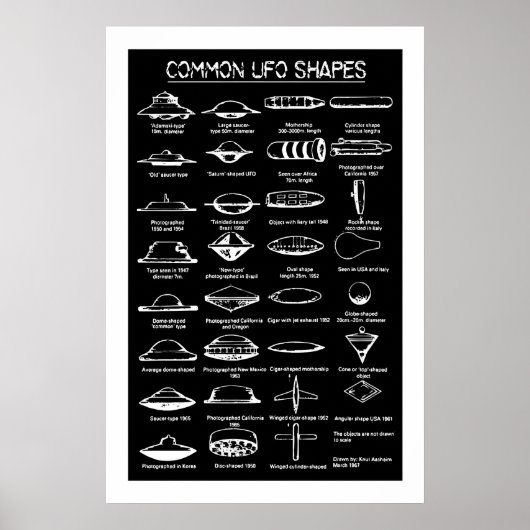 UFO Art Print Set Sci-Fi Flying Saucer Designs 4 ポスター (正面)