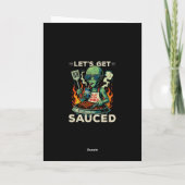UFO BBQ Grill Cookout Let's Get Sauced Funny Alien カード (裏面)
