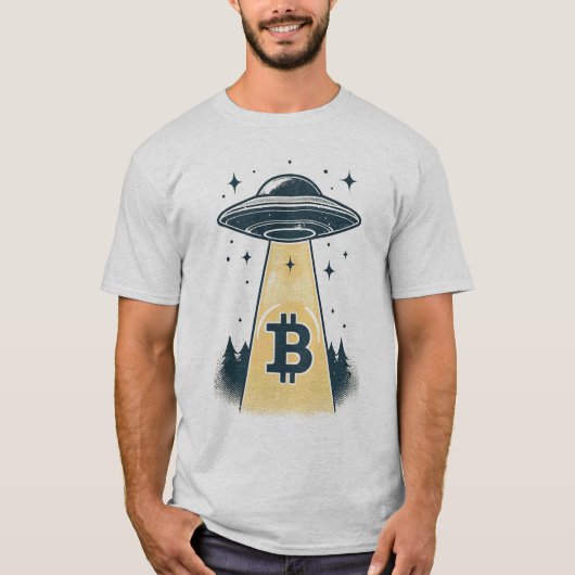 UFO Bitcoin - おもしろくて楽しい暗号資産 Tシャツ (正面)