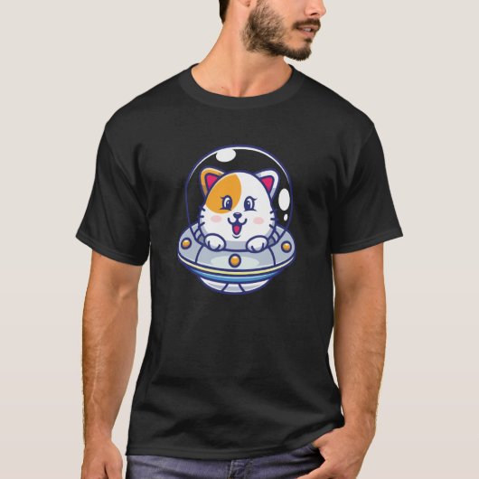 Ufo Cats I Cat Cute Kitten Spaceship Space Kids Tシャツ (正面)