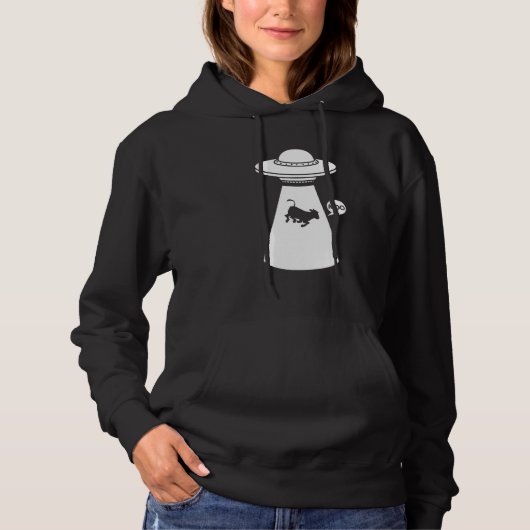 Ufo Cow Abduction Meme Space Alien Joke パーカ (正面)