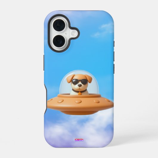Ufo dog 3D a2 clouds iPhone 16ケース (裏面)