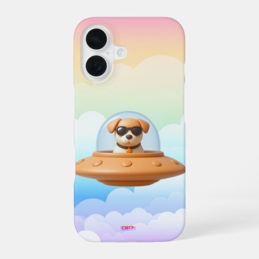 Ufo dog 3D a3 clouds iPhone 16ケース (裏面)