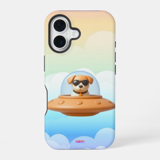 Ufo dog 3D a3 clouds iPhone 16ケース (裏面)