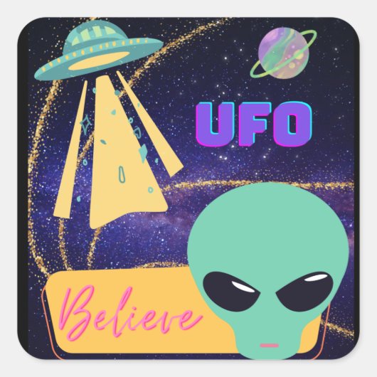 UFO、Extraterrestrall 信じ スクエアシール (正面)