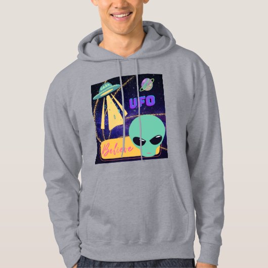 UFO、Extraterrestrall 信じ パーカ (正面)