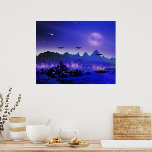 UFO flying object in space ポスター (キッチン)