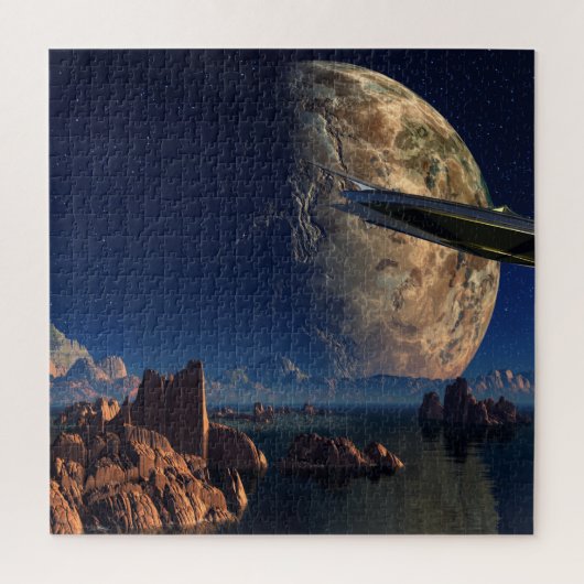 UFO-Foreign World-Scifi Landscape Jigsaw Puzzle ジグソーパズル (縦)