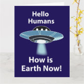 UFO Hello Humans How Is Earth Now UFO カード (黄色い花)