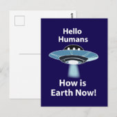 UFO Hello Humans How Is Earth Now UFO ポストカード (正面/裏面)