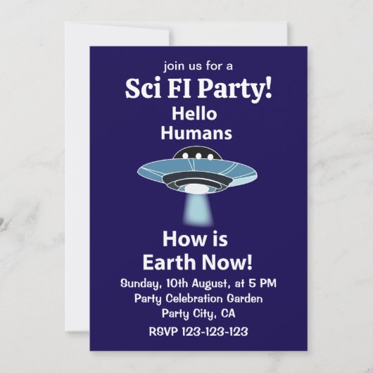 UFO Hello Humans How Is Earth Now UFO 招待状 (正面)