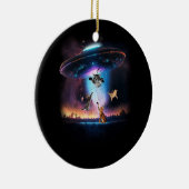 UFO Holding Cats Sci-fiエイリアン宇宙銀河系Cat Lov セラミックオーナメント (右)