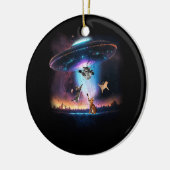 UFO Holding Cats Sci-fiエイリアン宇宙銀河系Cat Lov セラミックオーナメント (左)