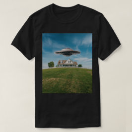 UFO In Yard Black Men's Tシャツ