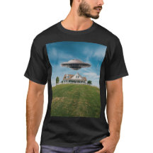 UFO In Yard Black Men's Tシャツ