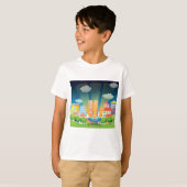 UFO Landing in a Bright City Night Scene Tシャツ (正面フル)