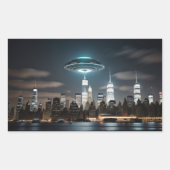 UFO Over City 長方形シール (正面)