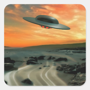 UFO Over Coast スクエアシール