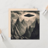 UFO over Mountain 飛んでいる Soser宇宙エイリアン カード (正面/裏面インサイチュ)