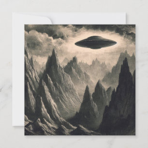 UFO over Mountain 飛んでいる Soser宇宙エイリアン カード